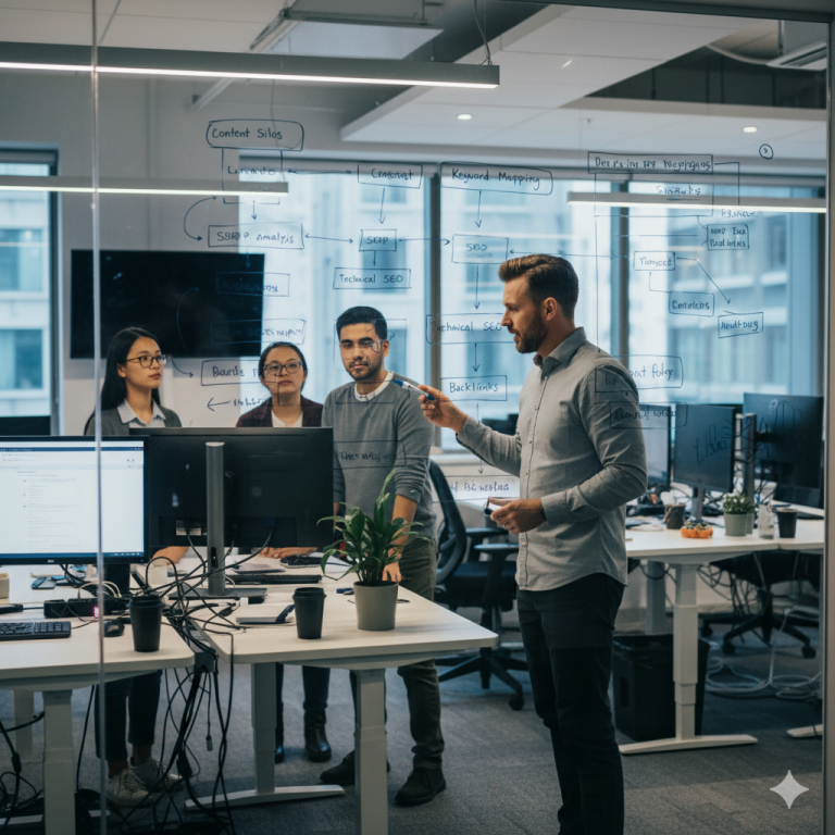 An IT marketing manager planning a website architecture strategy to improve search performance.